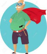 Cartoon Old Man In A Mask And A Superhero Cape With A Hammer No  Transparencies EPS 8 Royalty Free SVG, Cliparts, Vectors, And Stock  Illustration. Image 41305426.