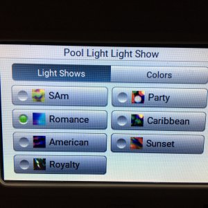 IntelliCenter Pool Light Light Show Menu