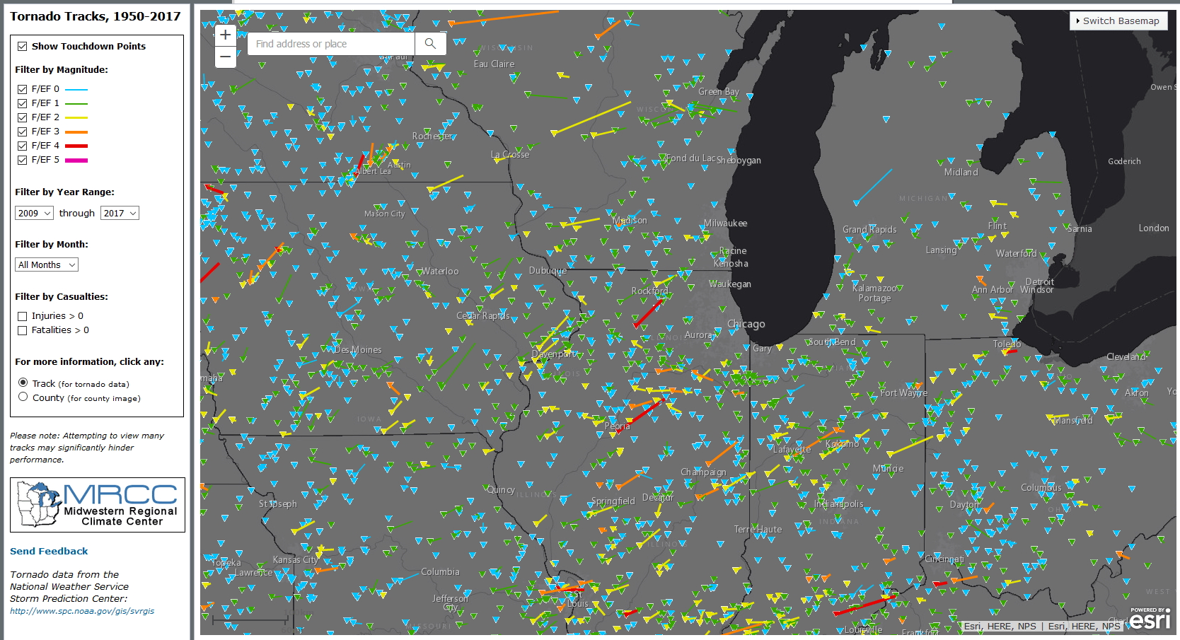 All tornados 2009-2017