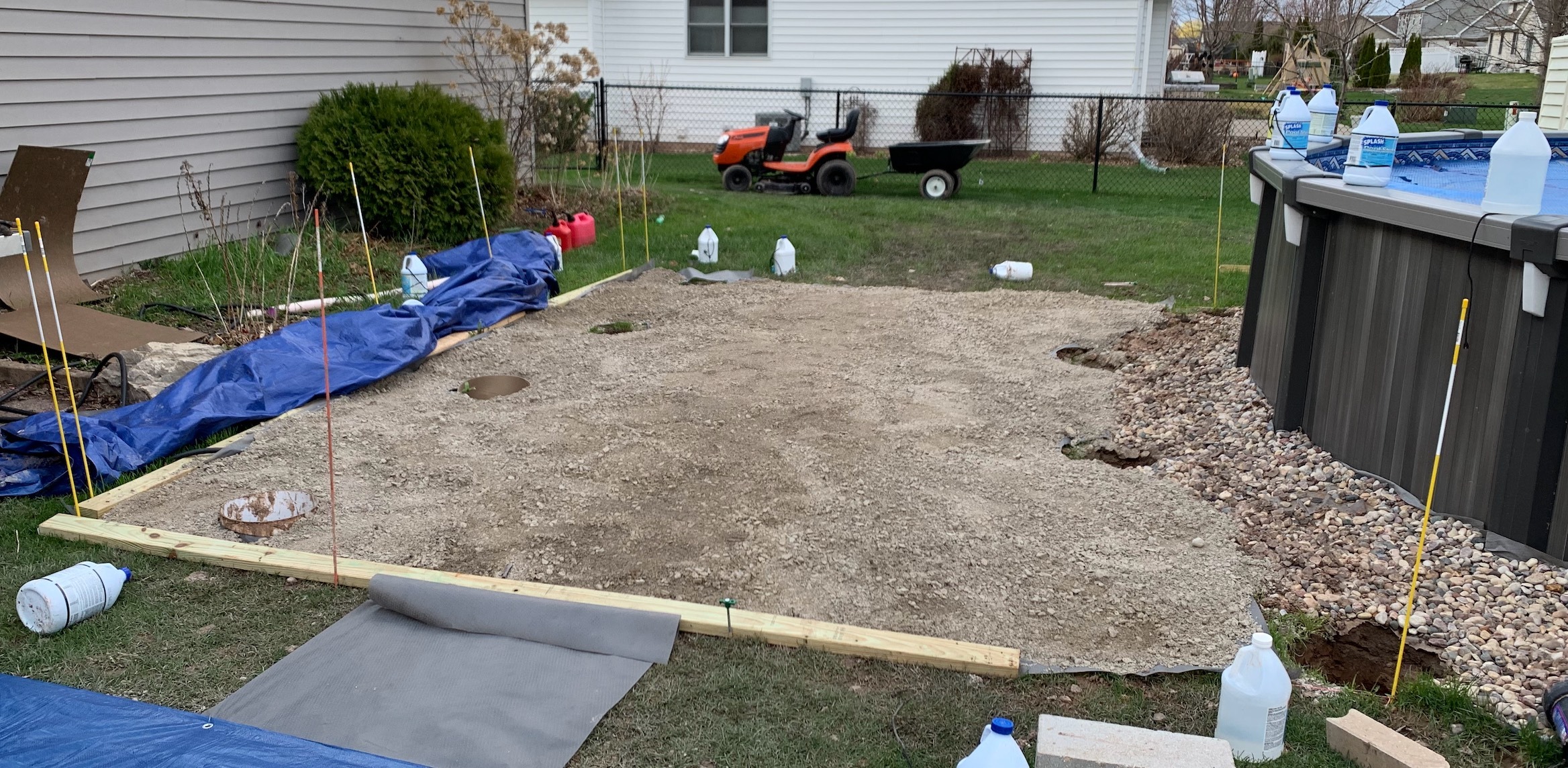 Deck Area - Ground covered in Crushed Gravel to prevent growth under deck