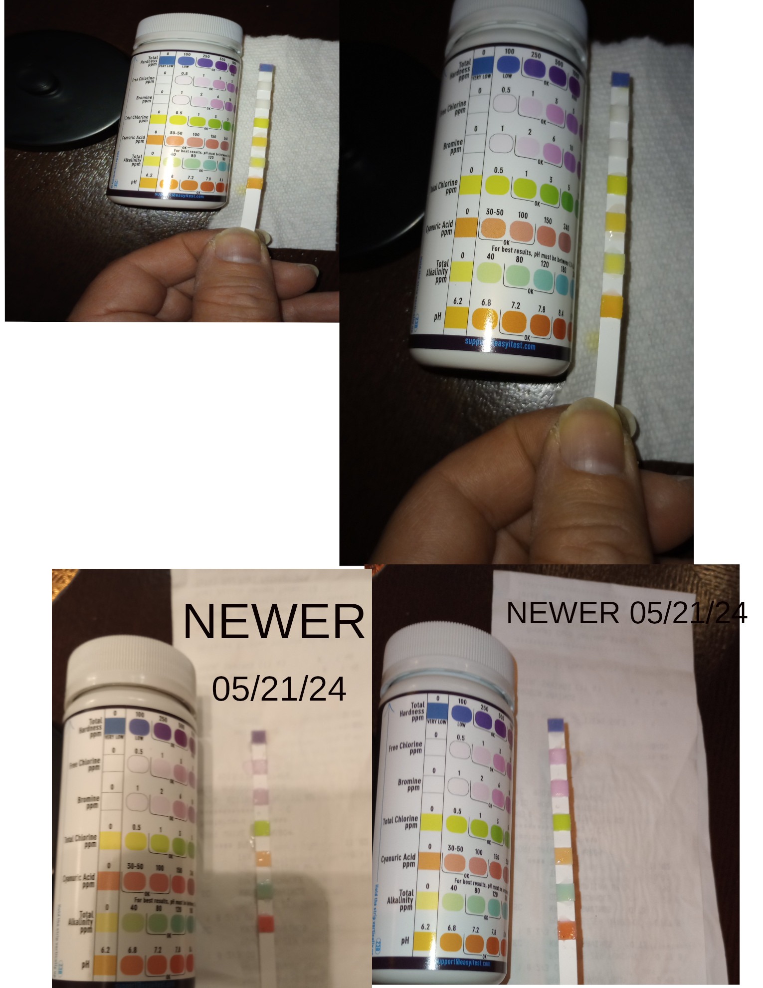 FORT_WAYNE_POOL_TEST_STRIP_COMPARE_CONTRAST_DIFFERENT_READINGS.jpg