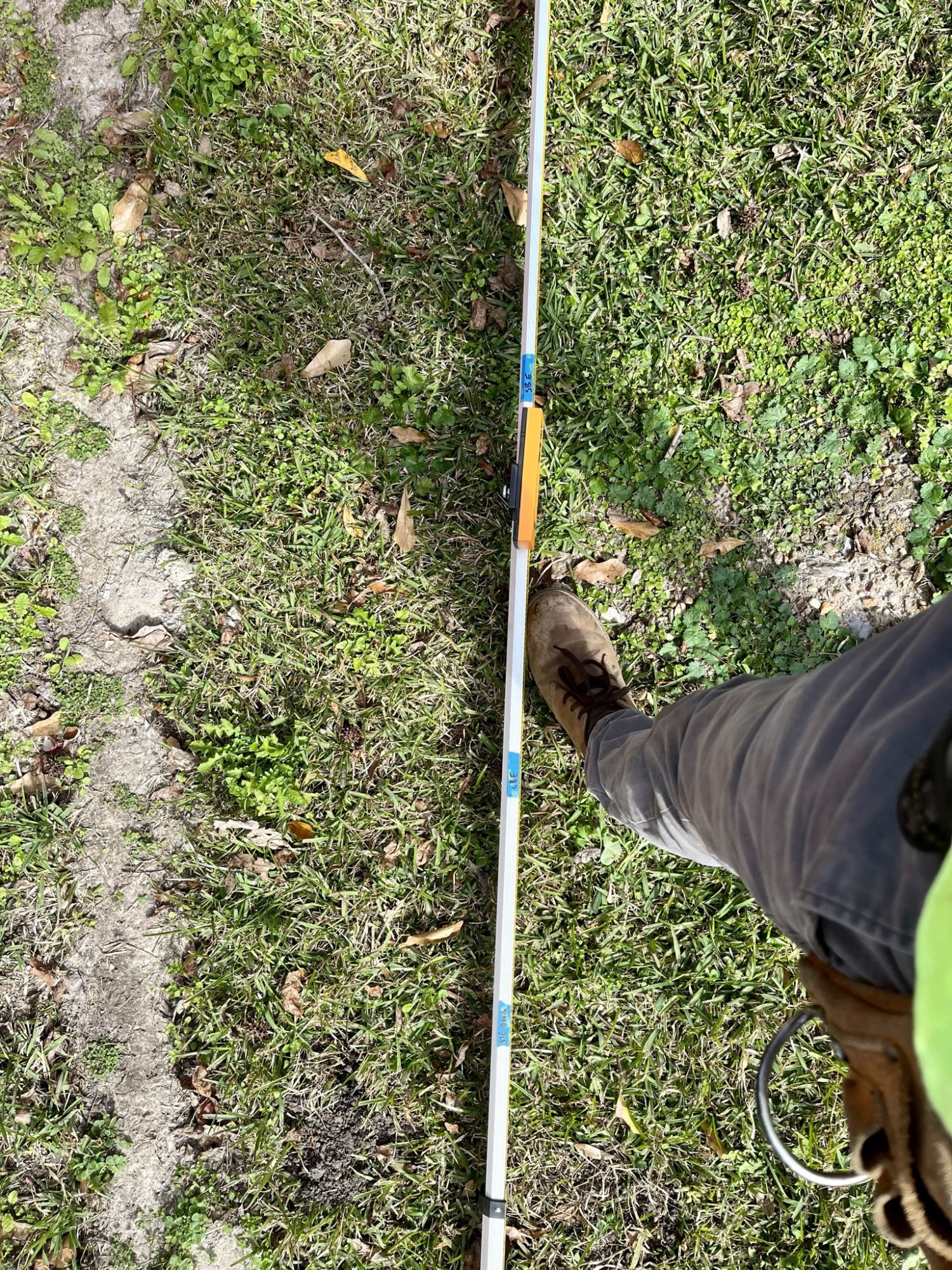 Grade stick marked