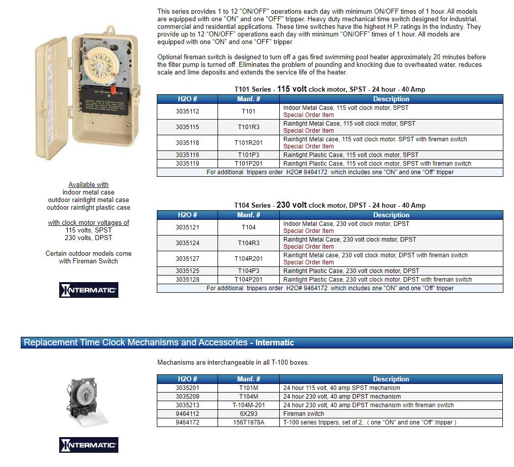 Intermatic Timers (101 & 104)