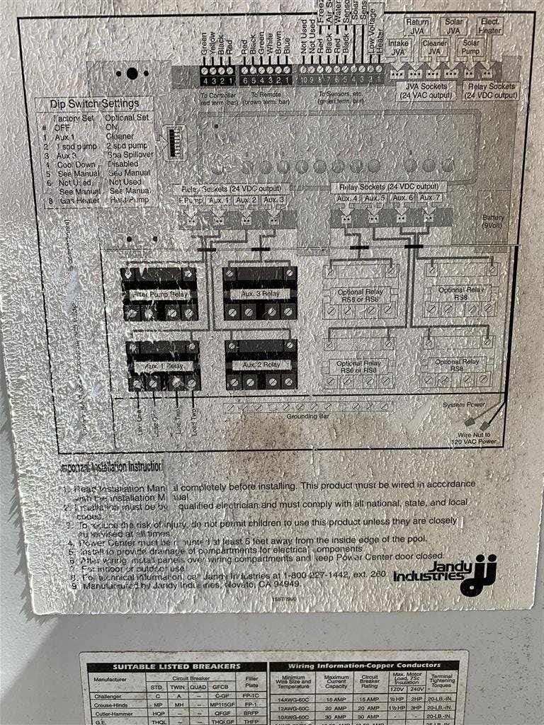 Jandy RS8 Panel Circuits