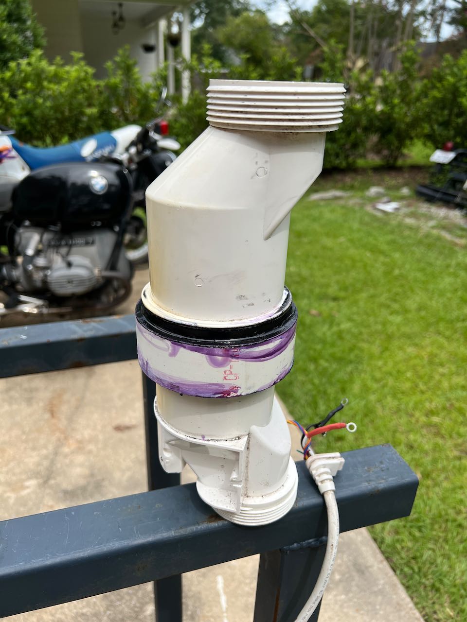 PVC glue inside and out along with beads of 3M 550FC
