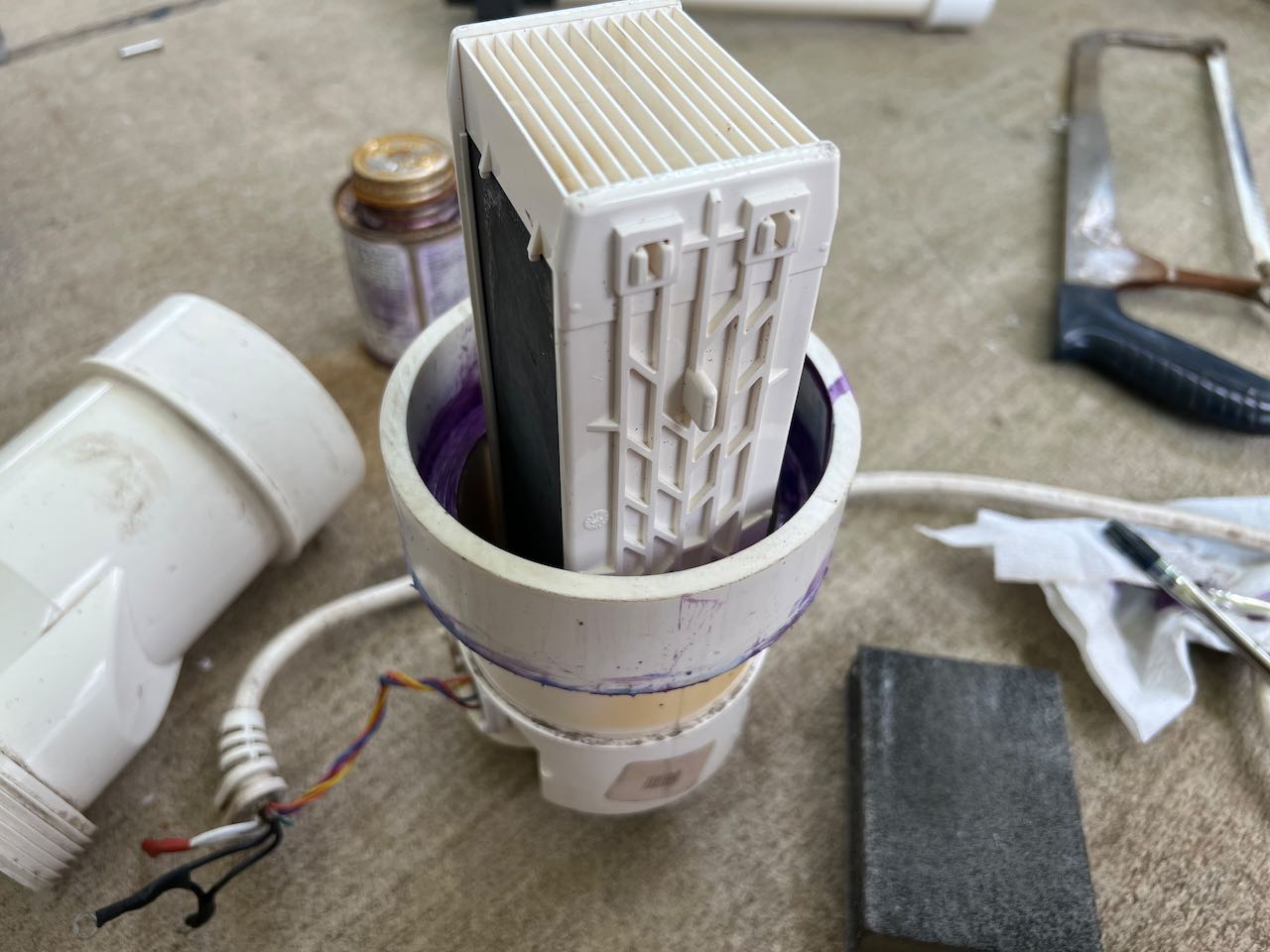 pvc joints sloppily primed and glued
