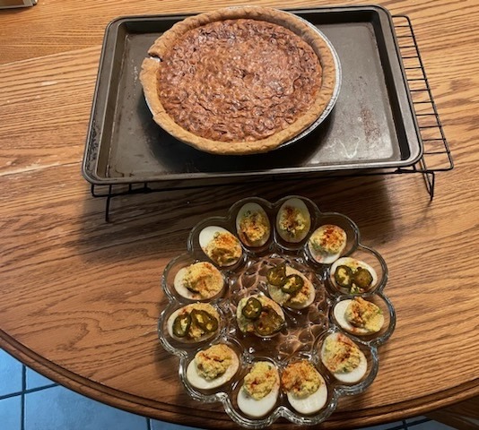 Smoked Deviled Eggs and Pepsi Peanit Pie.jpg